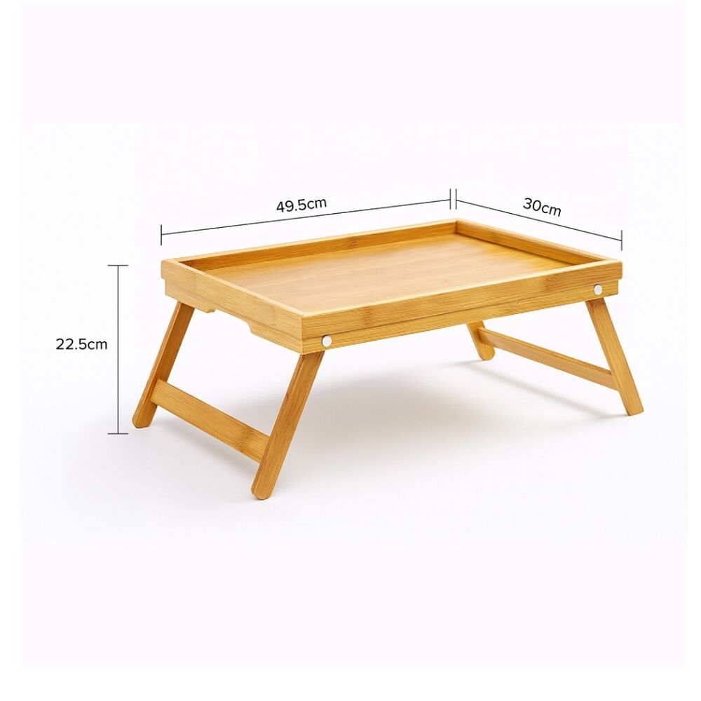 2PK Braz Bamboo Fold Up Lap Tray Bed Laptop Table 49.5x30x22.5cm