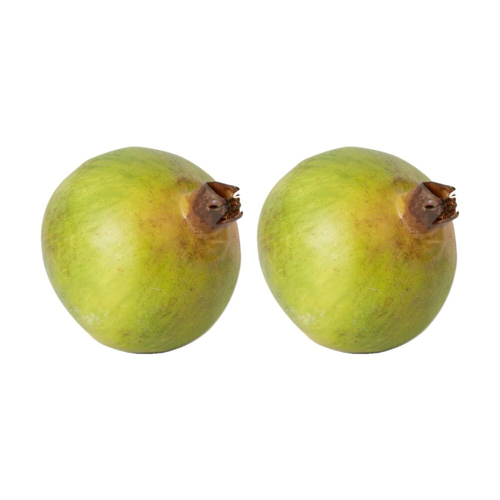 2PK E Style Pomegranate Grand Realistic Artificial Fruit Plastic Green 10cm