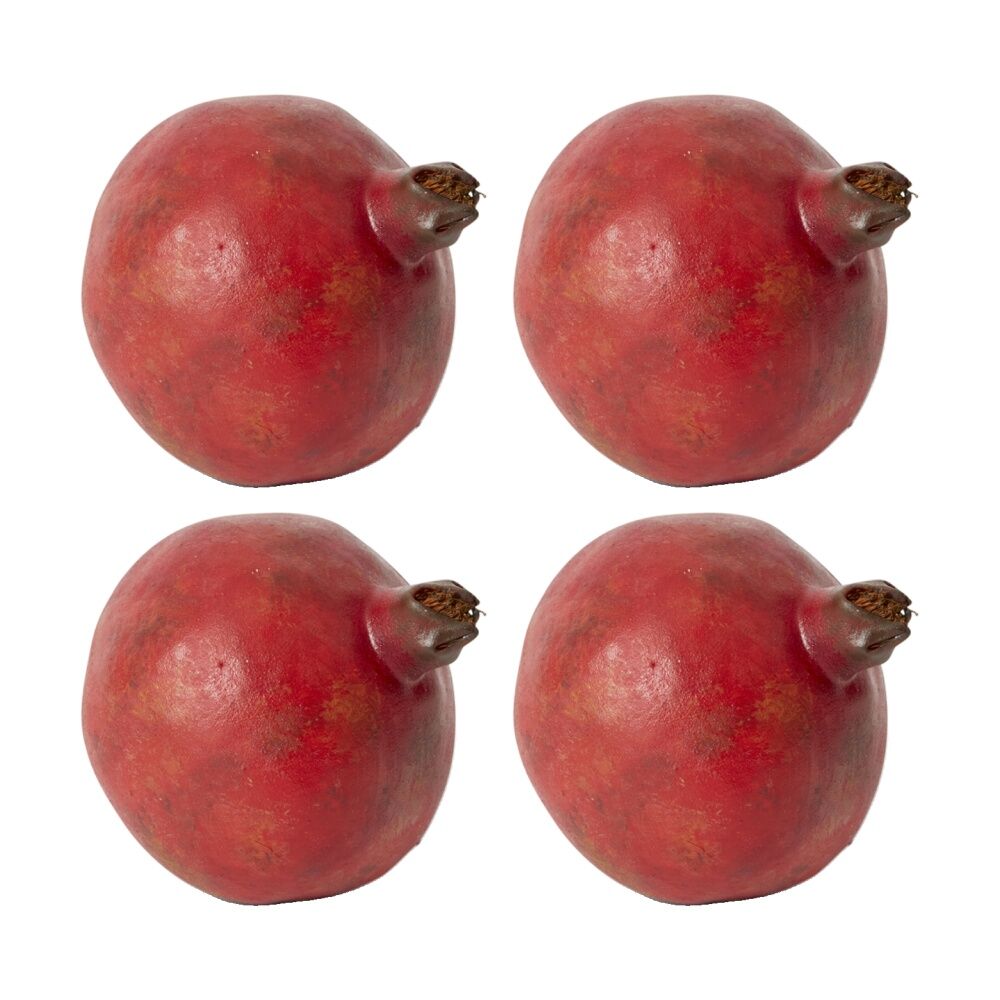 4PK E Style Pomegranate Grand Realistic Artificial Fruit Plastic Red 10cm