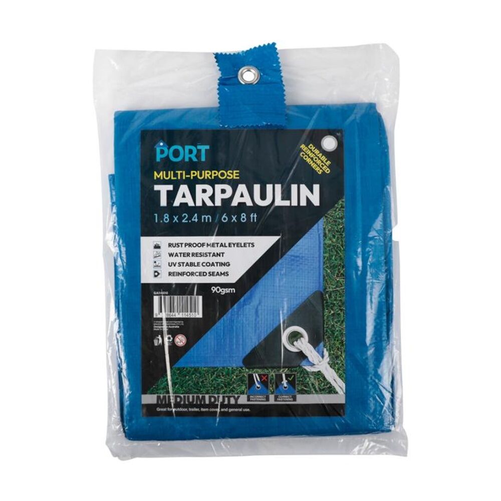 8PK Port Water Resistant UV Stable Outdoor Tarp 6x8ft 183x244cm Blue