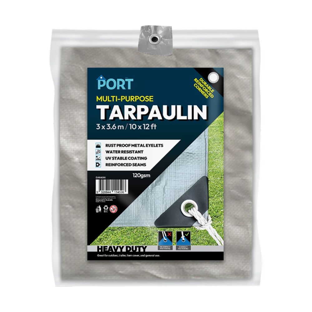 2PK Port Water Resistant UV Stable Outdoor Tarp 10x12ft 305x366cm Silver