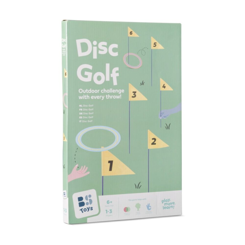 BS TOYS Disc Golf Kids Outdoor Toy W/ 6 Flags 45cm Poles 25cm Discs 6y+
