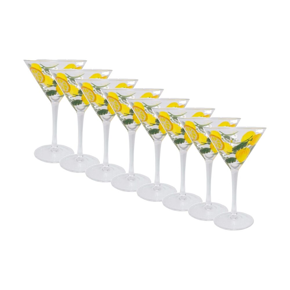 8PK LVD Lemoncello Martini Glass Barware/Drinkware Decor Yellow/Clear 17x10cm