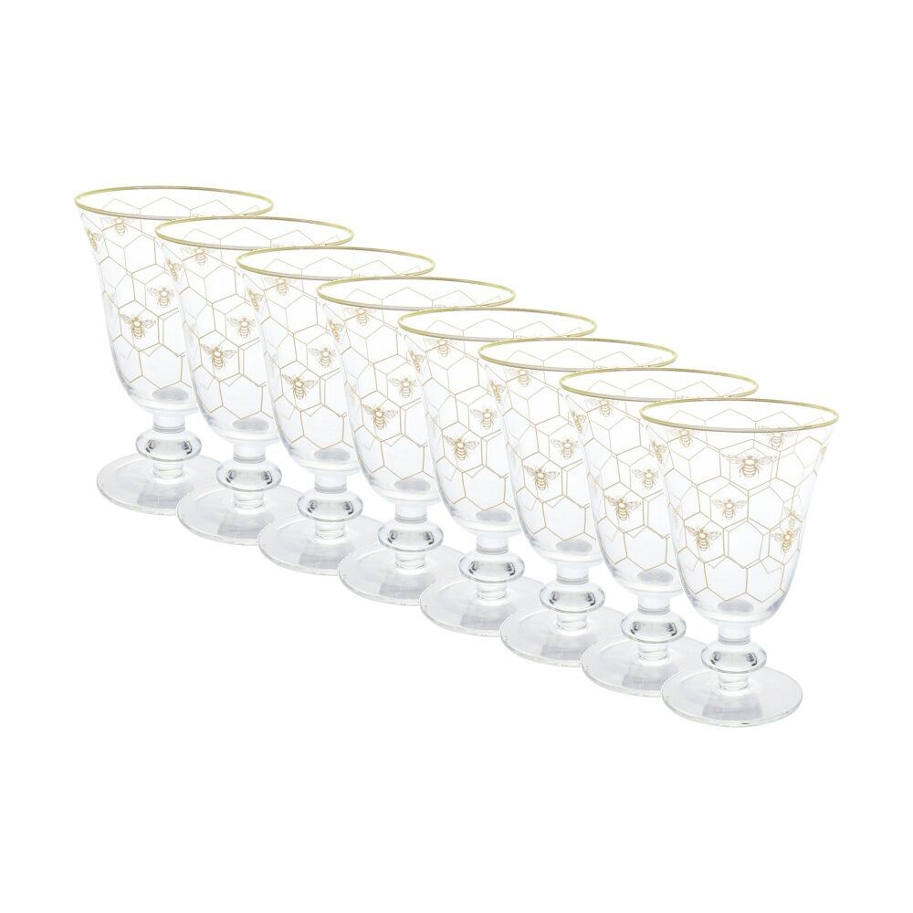 8PK LVD Honeycomb Bee Wine/Water Glass Barware/Drinkware Decor 350ml 16x11x7.5cm