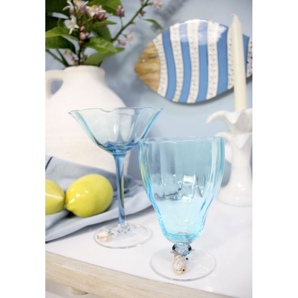 4PK LVD Decorative Ocean Water Glass Barware/Drinkware Decor Blue 14x9x9cm