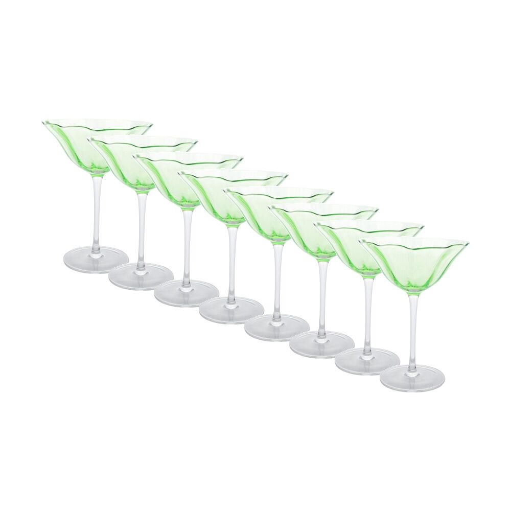 8PK LVD Decorative Poppy Cocktail Glass Barware/Drinkware Cup Decor Green