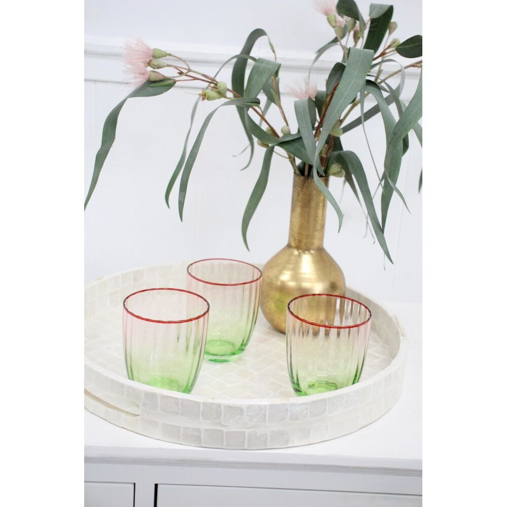 4PK LVD Decorative Poppy Water Glass Barware/Drinkware Decor Green/Red 10x8x8cm