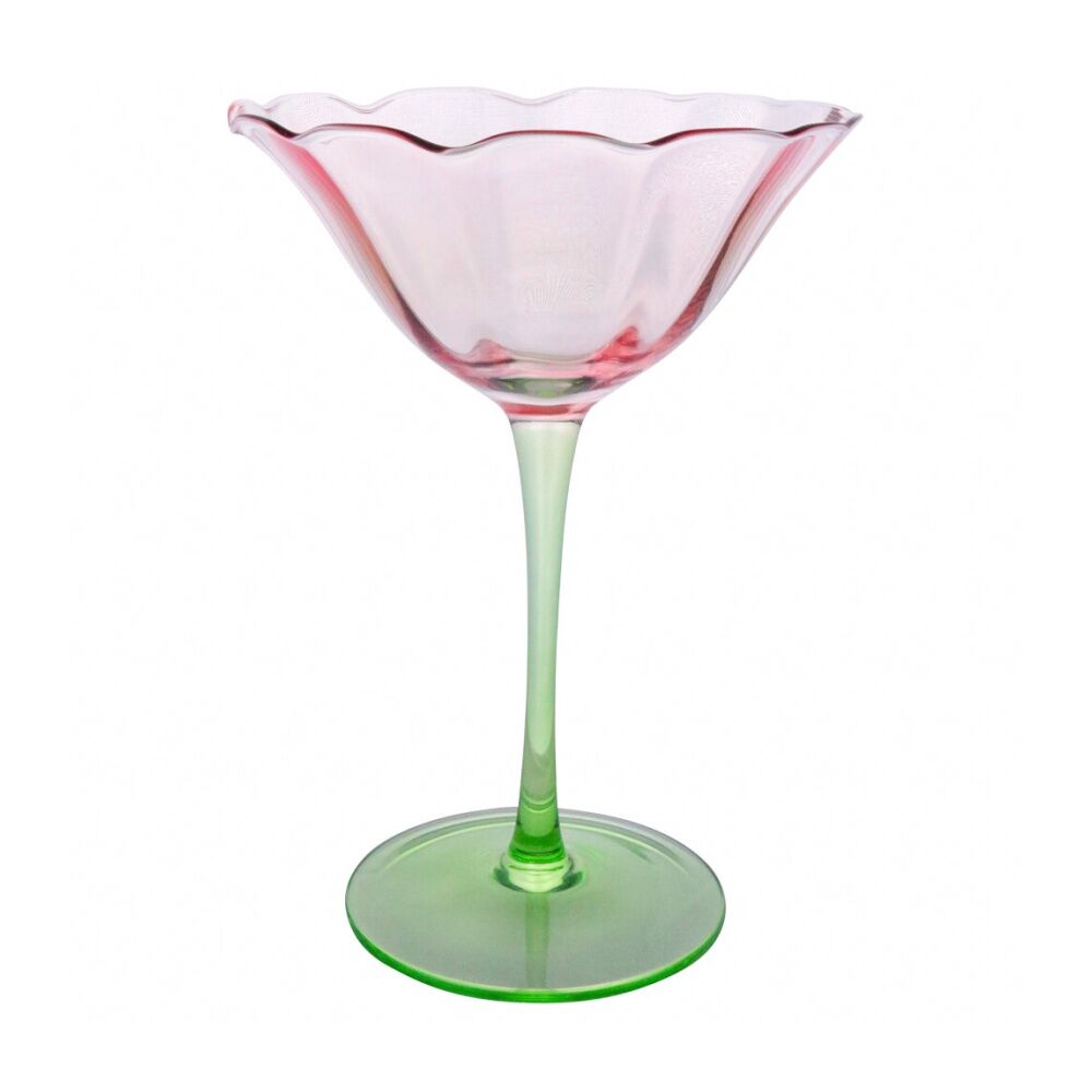 4PK LVD Decorative Poppy Cocktail Glass Barware/Drinkware Green/Pink 11.5cm
