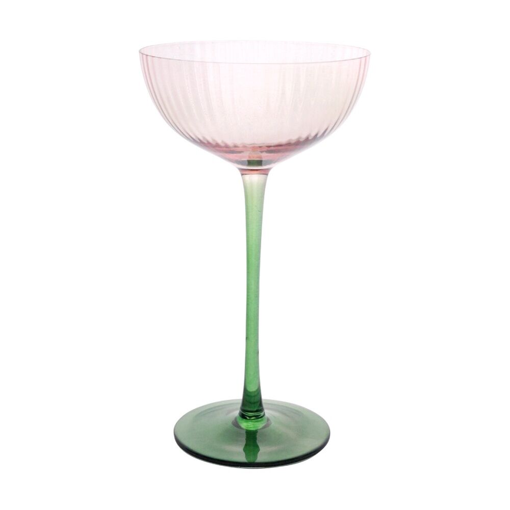 8PK LVD Moss Ribbed Cocktail Glass Barware/Drinkware Decor Green/Pink 19x12cm