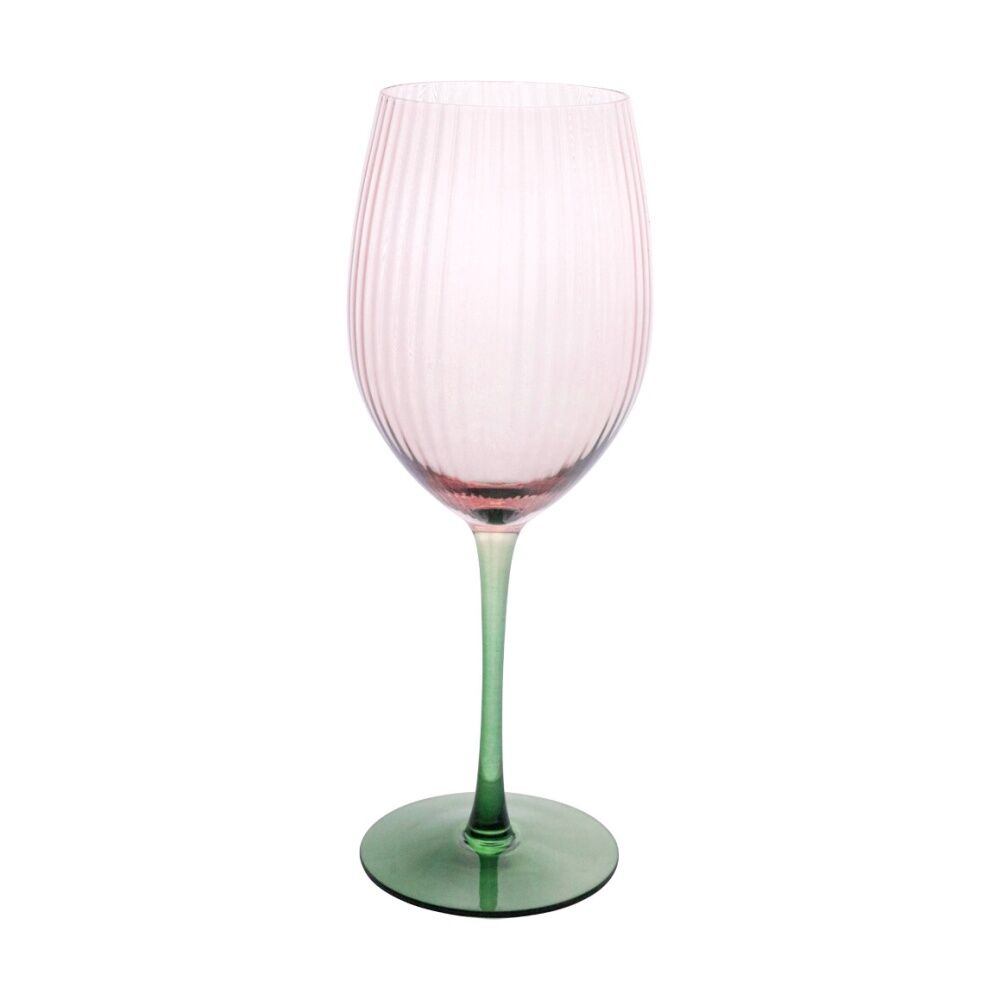 4PK LVD Moss Ribbed Wine Glass Barware/Drinkware Decor Green/Pink 20x20x9.5cm