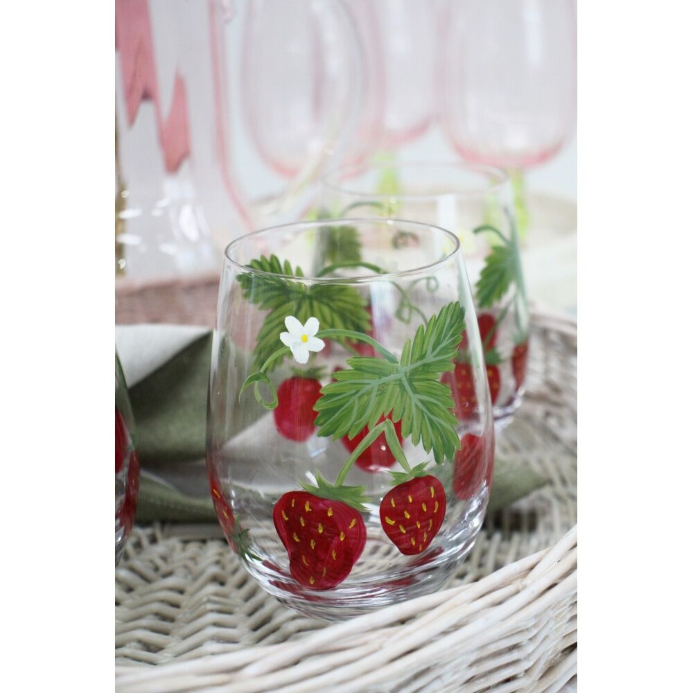 8PK LVD Decorative Strawberry Field Water Glass Barware/Drinkware 10x8.5x8.5cm