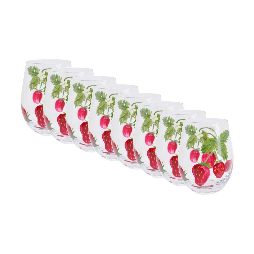 8PK LVD Decorative Strawberry Field Water Glass Barware/Drinkware 10x8.5x8.5cm