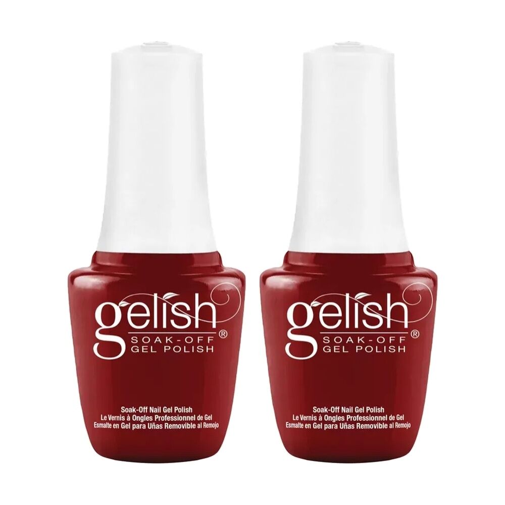 2PK Gelish Mini UV LED Soak Off Gel Nail Polish Colour Red Roses 9ml