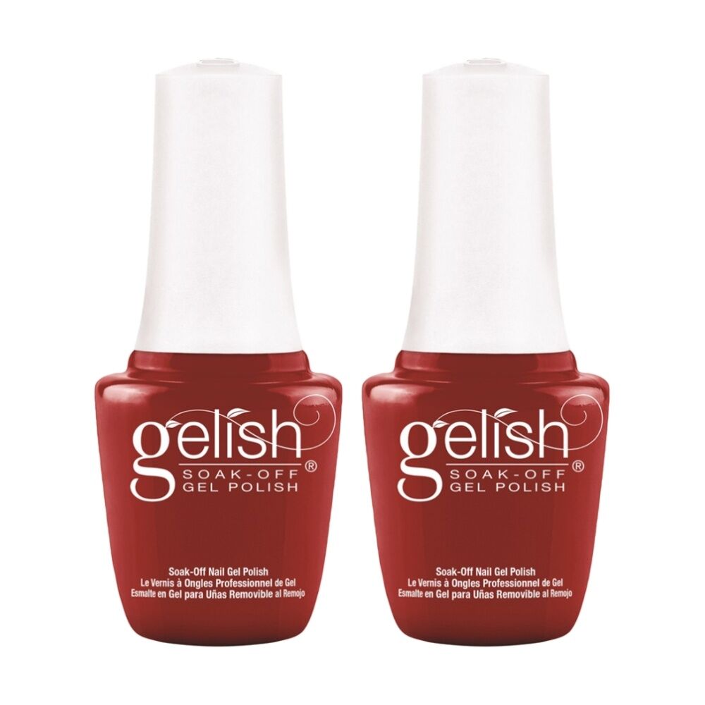 2PK Gelish Mini UV LED Soak Off Gel Nail Polish Colour Hot Rod Red 9ml