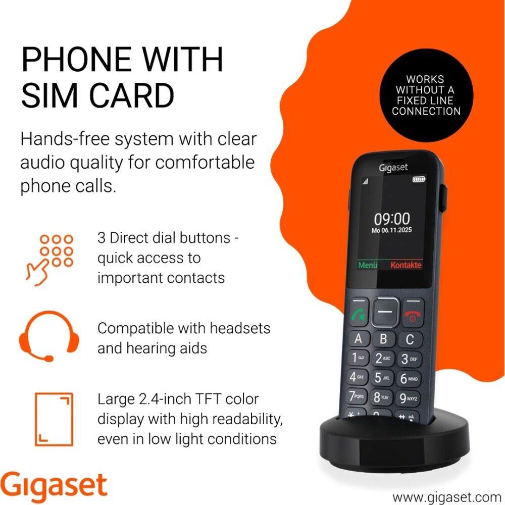 Gigaset Comfort 600 Feature Phone Landline Style Mobile 4G LTE Bluetooth