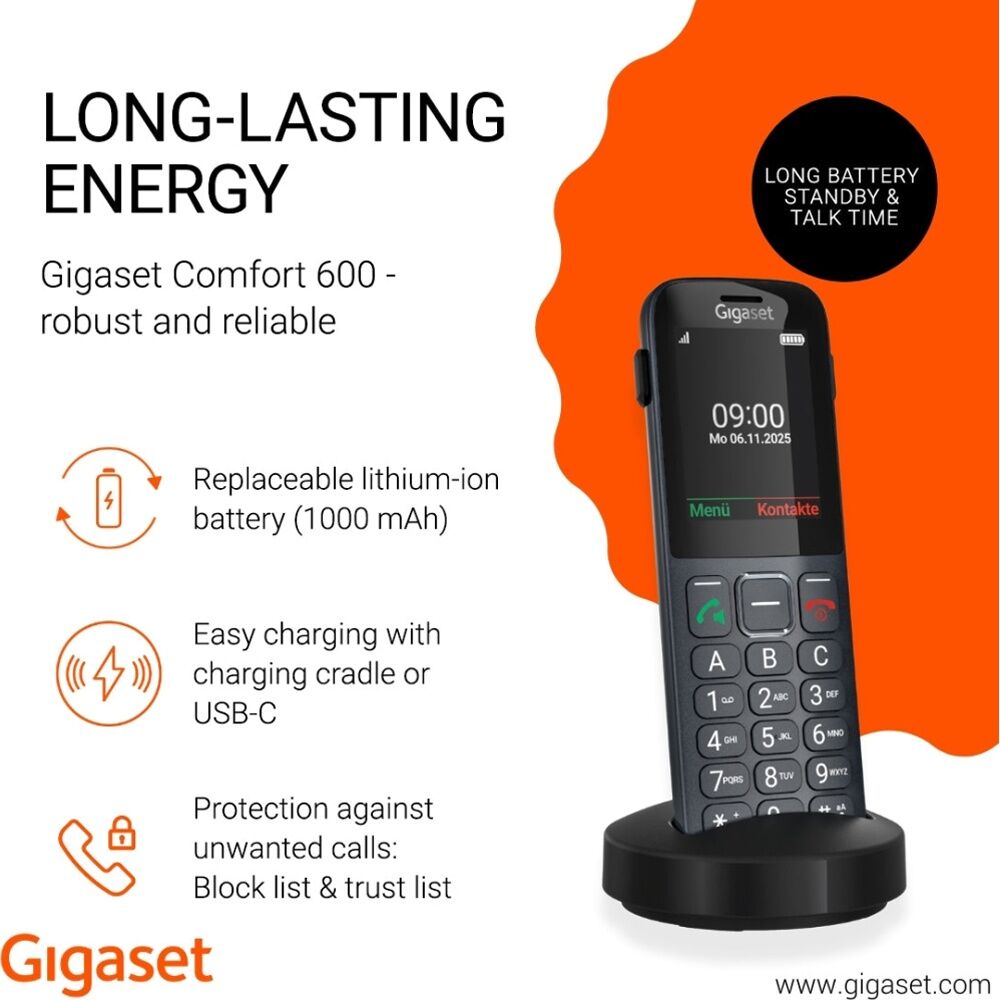 Gigaset Comfort 600 Feature Phone Landline Style Mobile 4G LTE Bluetooth