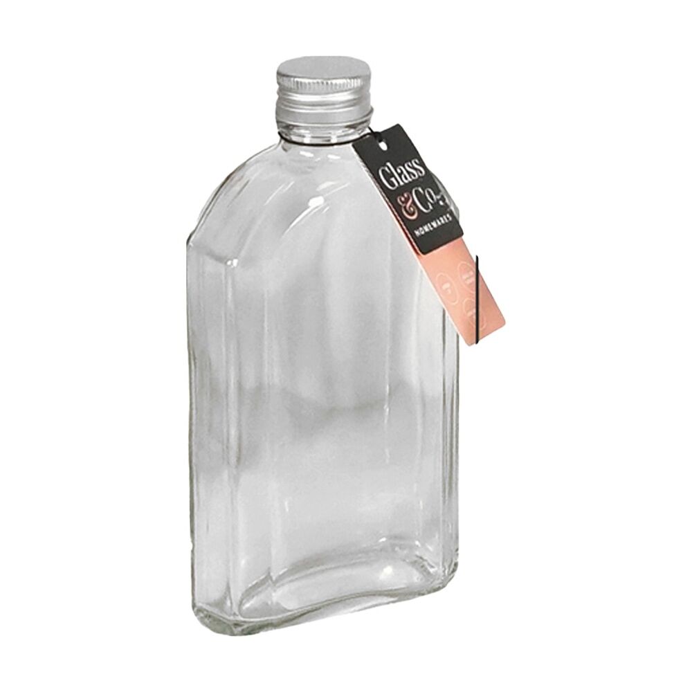 12PK Glass & Co Homeware Arch Bottle Glassware W/ Silver Lid 350ml Clear