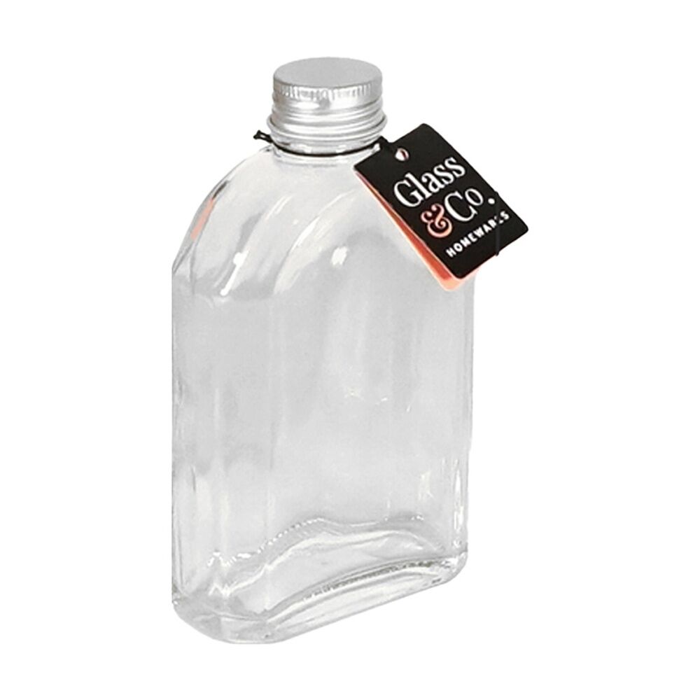 12PK Glass & Co Homeware Arch Bottle Glassware W/ Silver Lid 250ml Clear