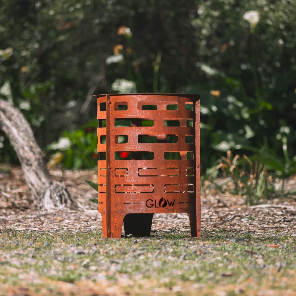 Glow Geo Brazier Open Cut-Out Geometric Design Outdoor Fire Pit 43cm