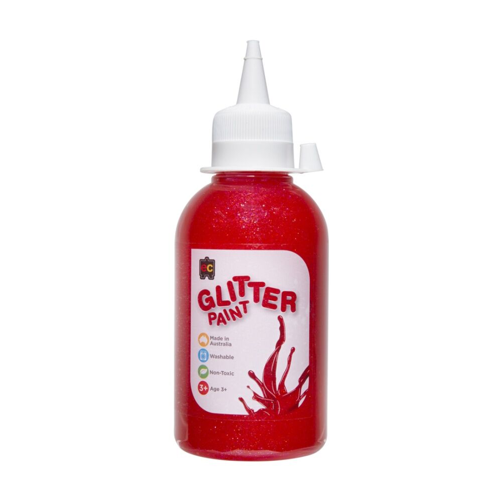 6PK Educational Colours Glitter Acrylic Junior Paint Fairy Pink 250ml 3y+