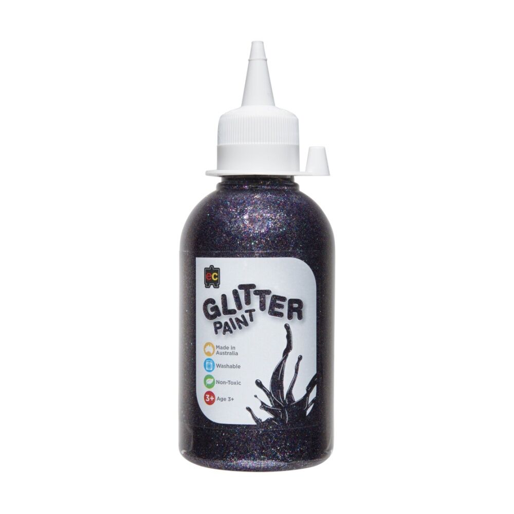 6PK Educational Colours Glitter Acrylic Junior Paint Multi 250ml 3y+