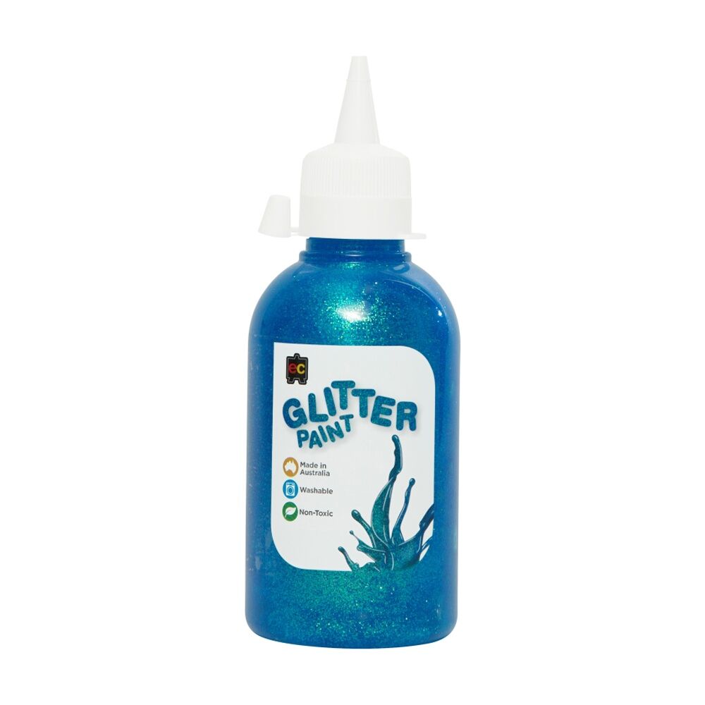 3PK Educational Colours Glitter Acrylic Junior Paint Sky Blue 250ml 3y+
