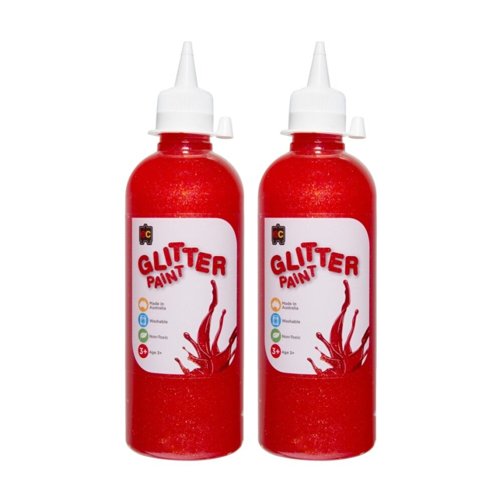 2PK Educational Colours Glitter Acrylic Junior Paint Fairy Pink 500ml 3y+