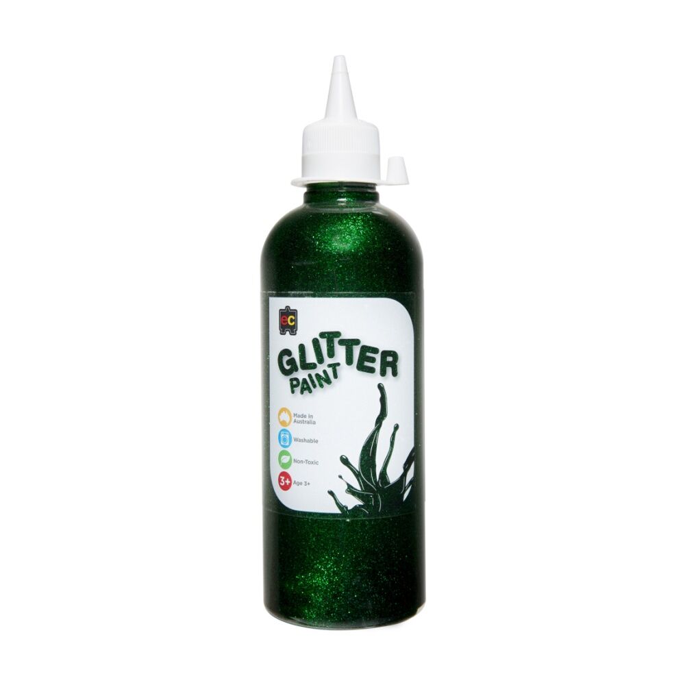 2PK Educational Colours Glitter Acrylic Junior Paint Green 500ml 3y+