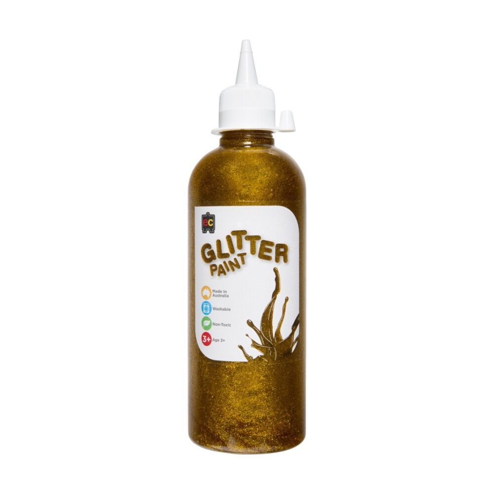 2PK Educational Colours Glitter Acrylic Junior Paint Gold 500ml 3y+