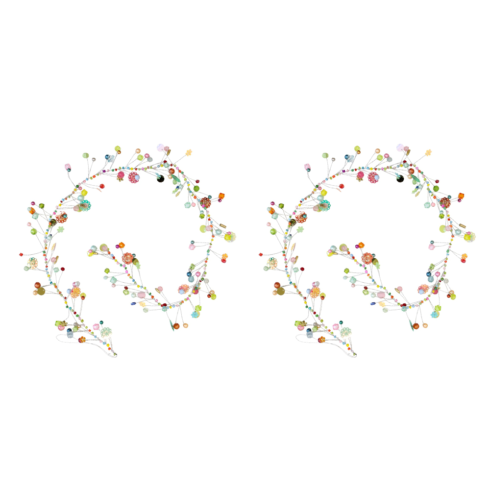 2PK LVD Handcrafted Pastel Metallic Wire Beaded Garland Decor 90cm Multicoloured