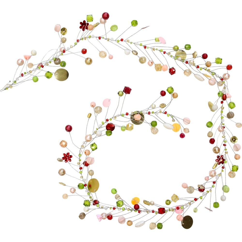 2PK LVD Blushing Handcrafted Wire Beaded Garland Home Decor 90cm Multicoloured