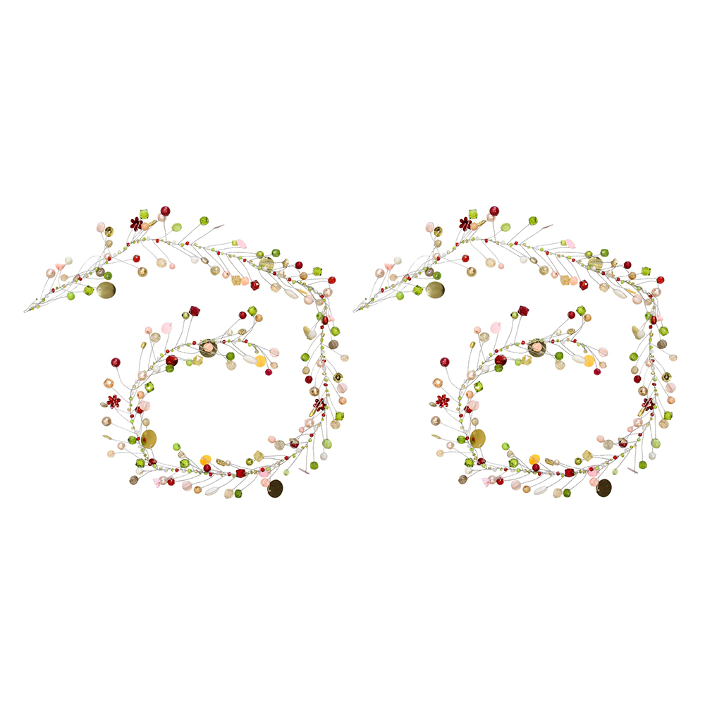 2PK LVD Blushing Handcrafted Wire Beaded Garland Home Decor 90cm Multicoloured