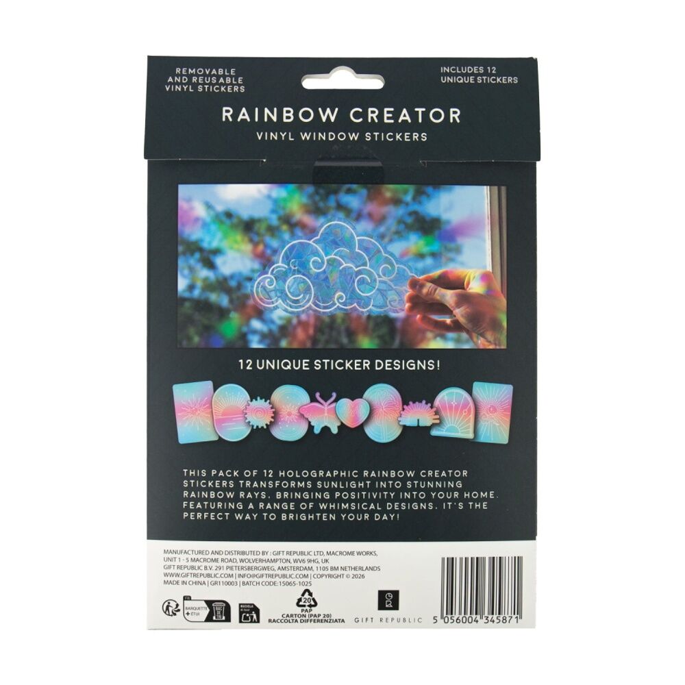 12pc Gift Republic Rainbow Creator Holographic Sun Catcher Stickers Multicolour
