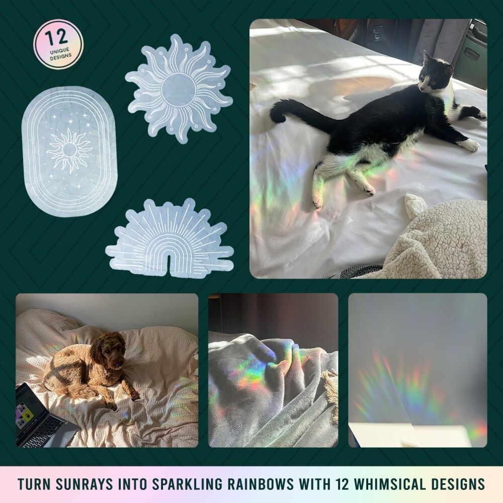 12pc Gift Republic Rainbow Creator Holographic Sun Catcher Stickers Multicolour