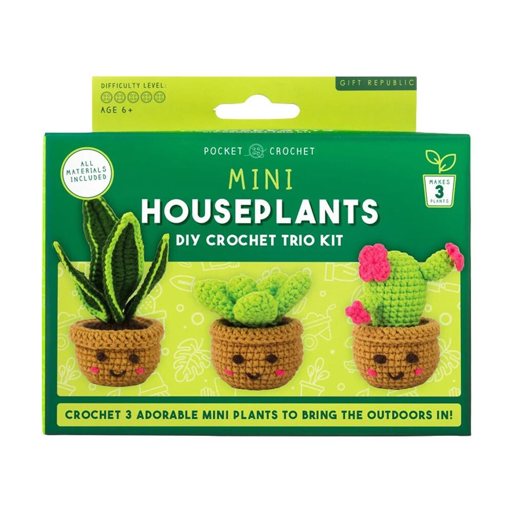 2x Gift Republic Pocket Crochet Crafts Mini Houseplants Kit Multicolour
