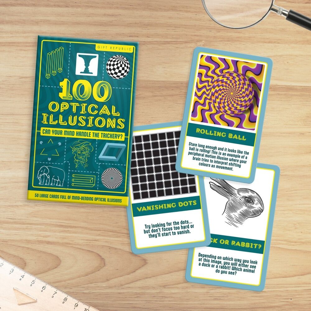 2x Gift Republic 100 Mind-Bending Optical Illusions Trick Card Game Multicolour