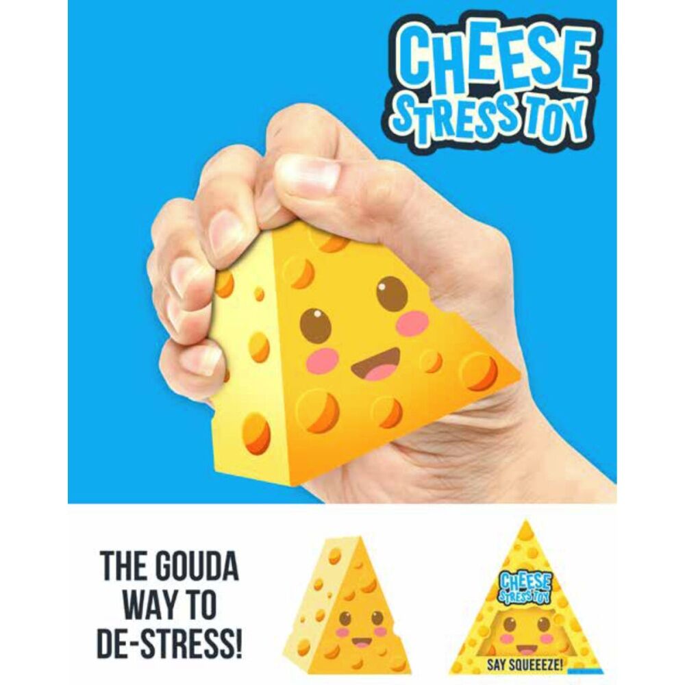 4x Gift Republic Cheese Squeezable Squishy Stress Reliever Toy Yellow