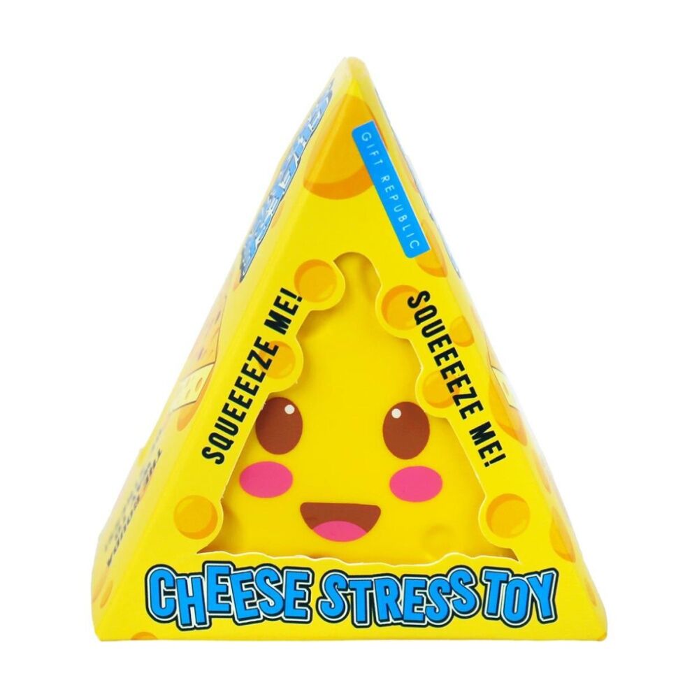 4x Gift Republic Cheese Squeezable Squishy Stress Reliever Toy Yellow