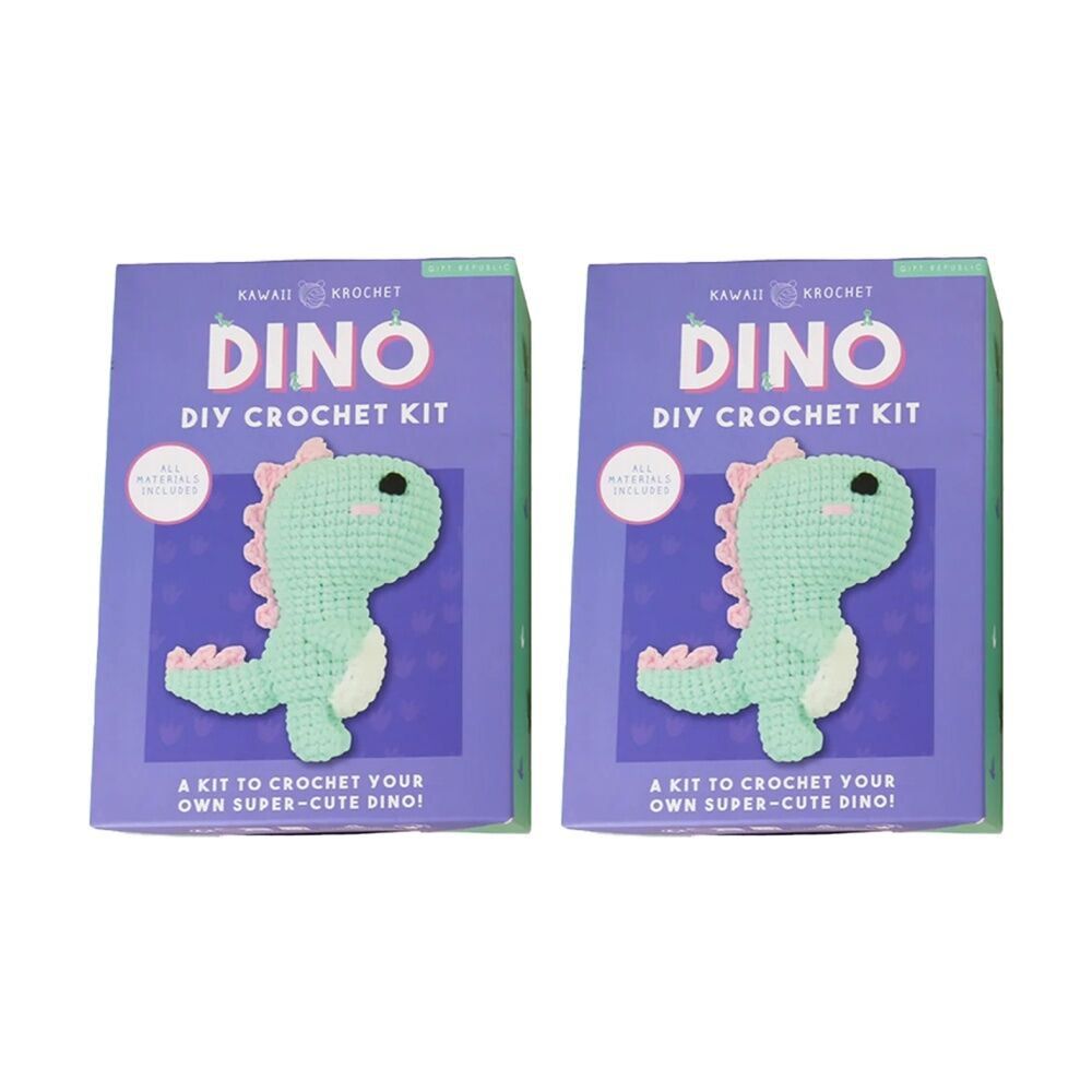 2x Gift Republic Dino DIY Craft Cuddly Dinosaur Toy Crochet Kit Multicolour