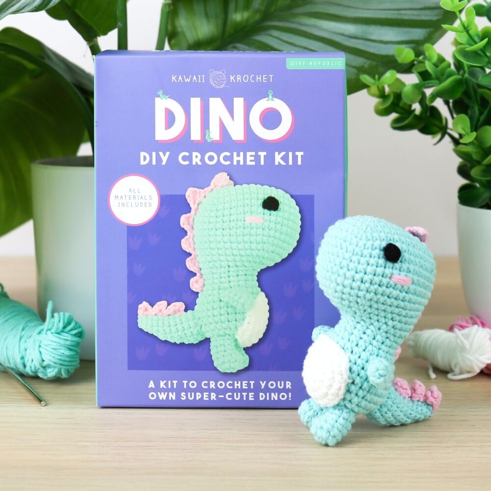 2x Gift Republic Dino DIY Craft Cuddly Dinosaur Toy Crochet Kit Multicolour