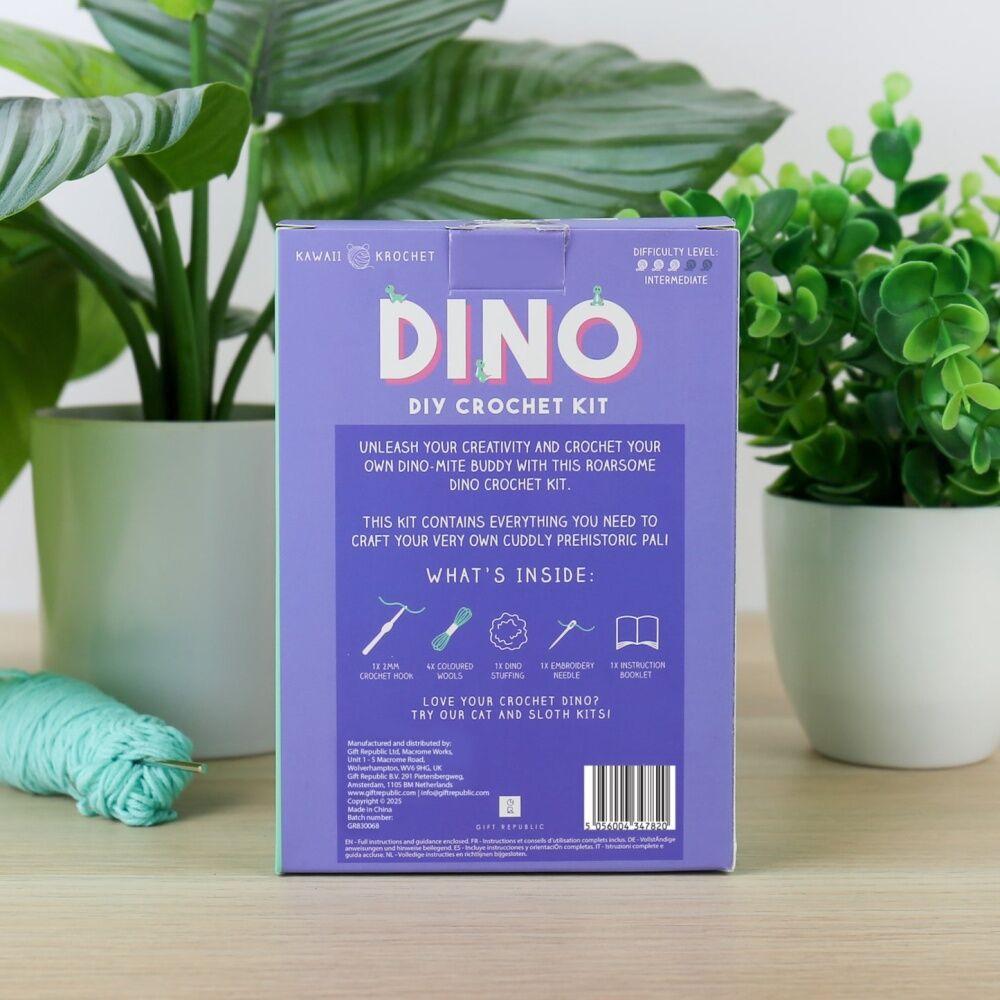 2x Gift Republic Dino DIY Craft Cuddly Dinosaur Toy Crochet Kit Multicolour
