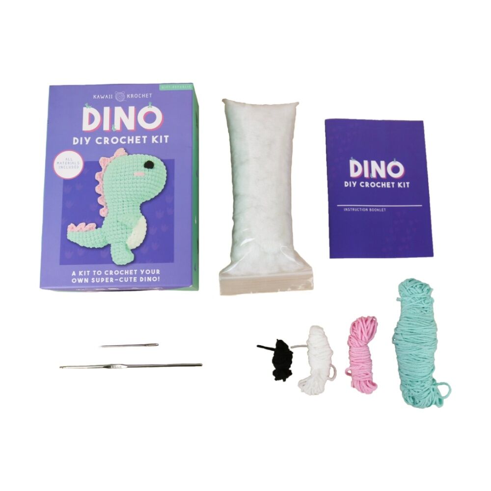 2x Gift Republic Dino DIY Craft Cuddly Dinosaur Toy Crochet Kit Multicolour