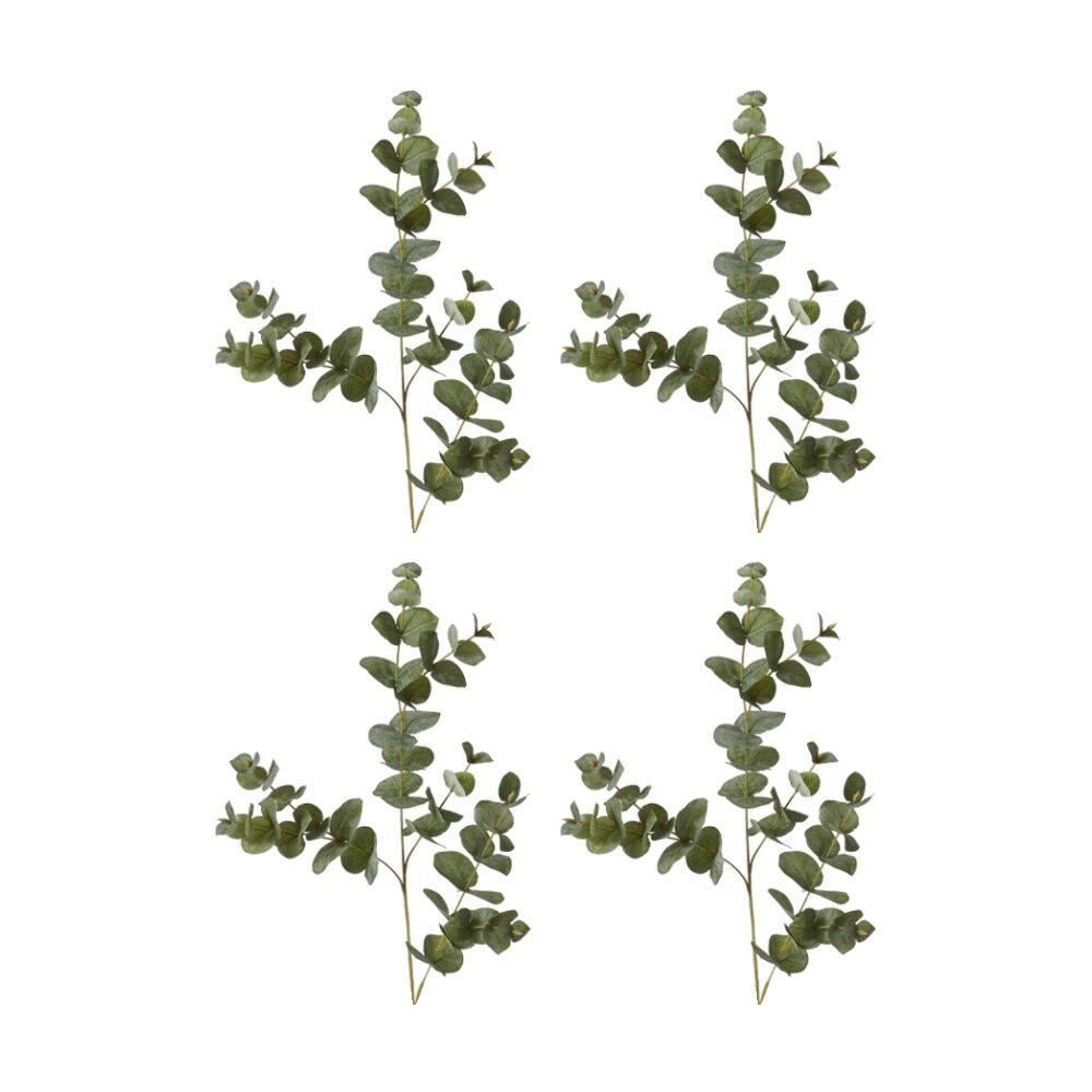 4PK E Style Eucalyptus Spray Realistic Artificial Flower Grey Green 28x4x97cm