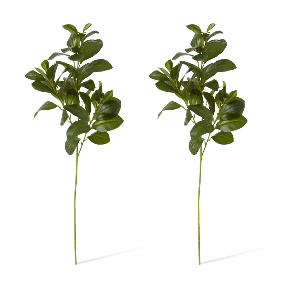 2PK E Style Lush Leaf Spray Realistic Artificial Flower Plastic Green 75cm
