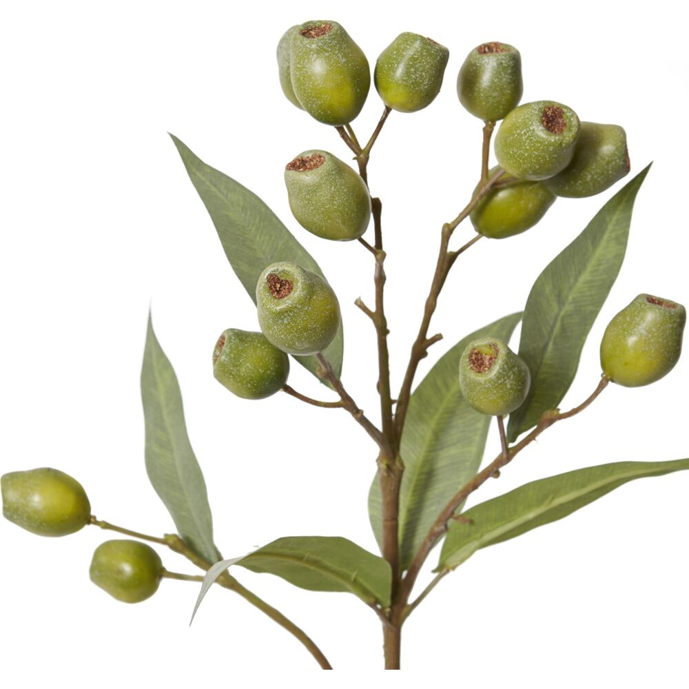 4PK E Style Eucalyptus Gum Nut Spray Realistic Artificial Flower Green 67cm