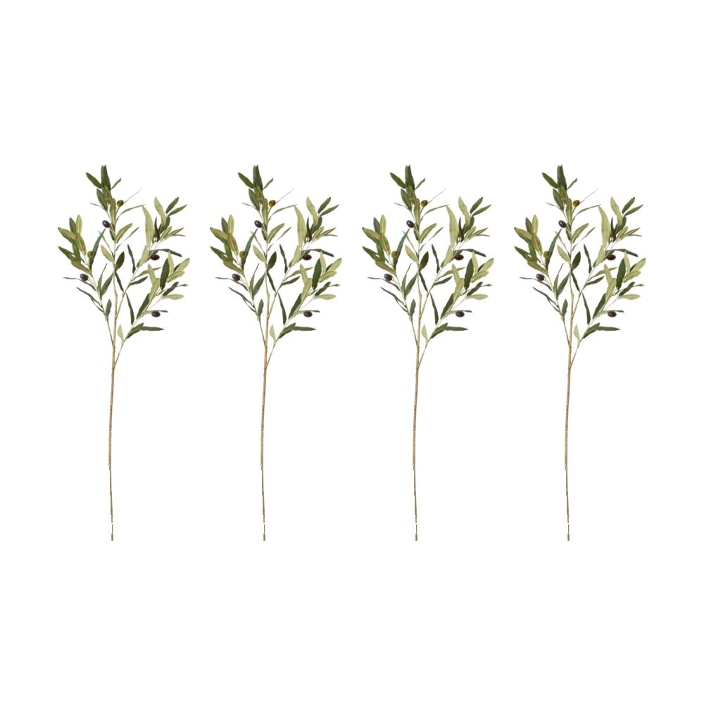 4PK E Style Olive Spray Realistic Artificial Flower Plastic Grey Green 97cm