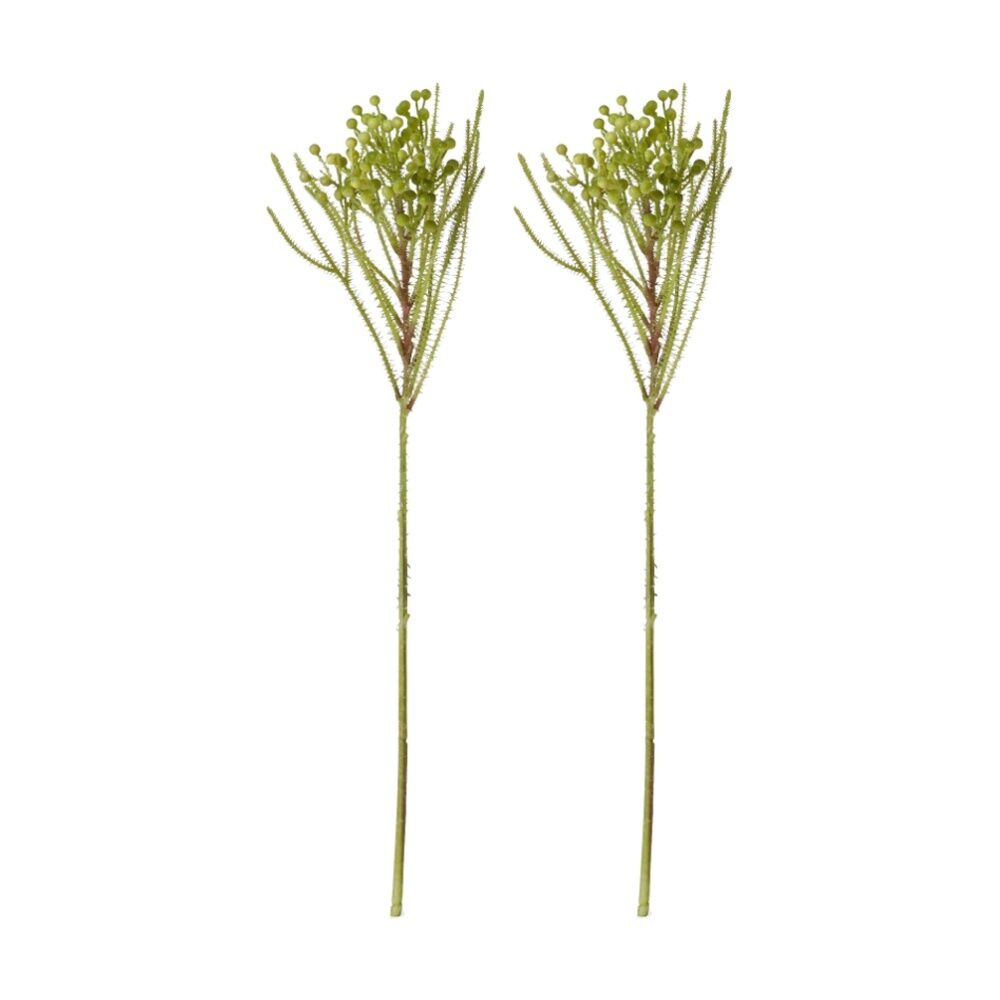 2PK E Style Berzelia Spray Realistic Artificial Flower Plastic Green 13x5x46cm