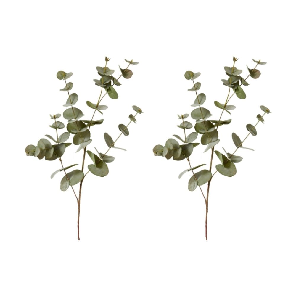 2PK E Style Eucalyptus Spray Realistic Artificial Flower Grey Green 25x14x86cm