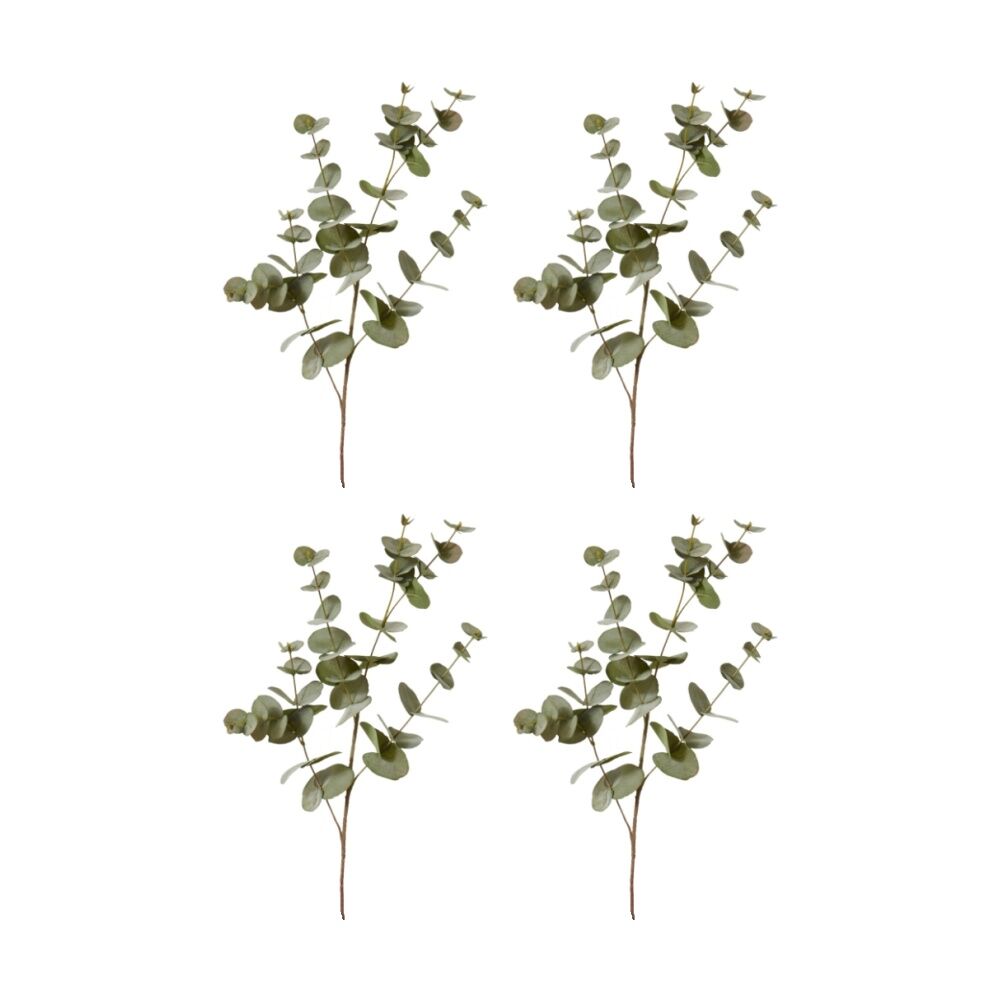 4PK E Style Eucalyptus Spray Realistic Artificial Flower Grey Green 25x14x86cm