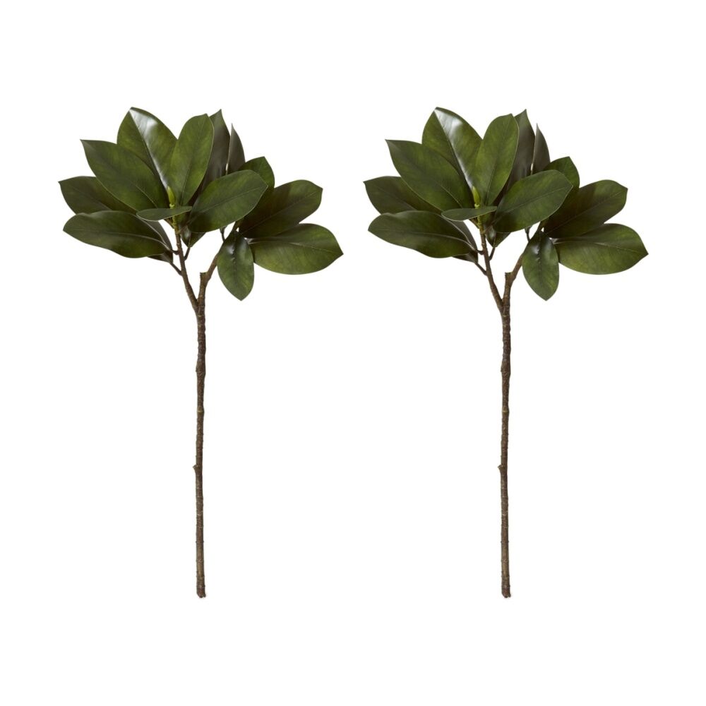 2PK E Style Magnolia Leaf Spray Realistic Artificial Flower Green 40x40x70cm